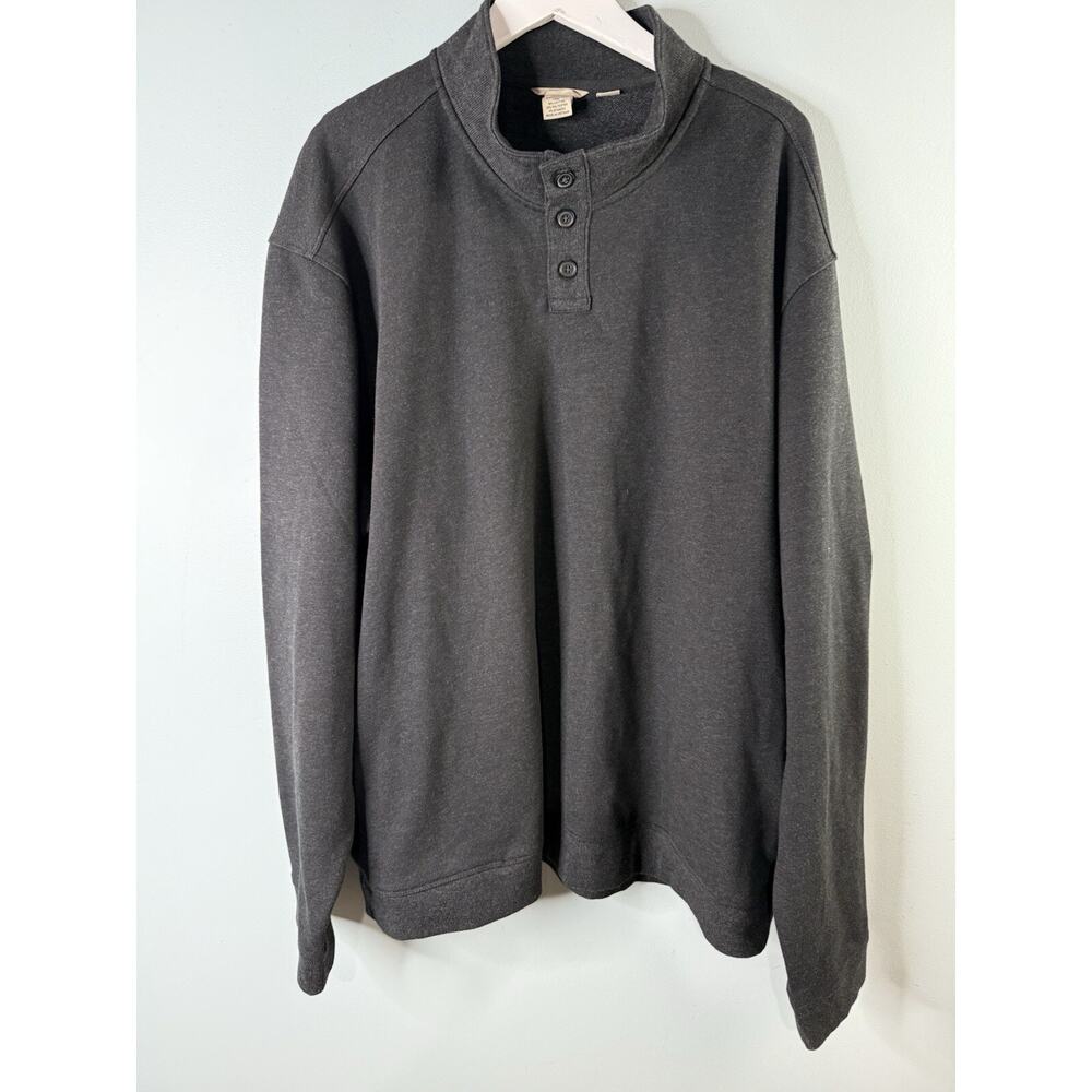 Duluth Trading Co Mens Relaxed Fit‎ Pullover 1/4 Button Gray Size 3XL Mock Neck